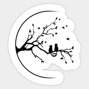 Cats On Branch Sticker